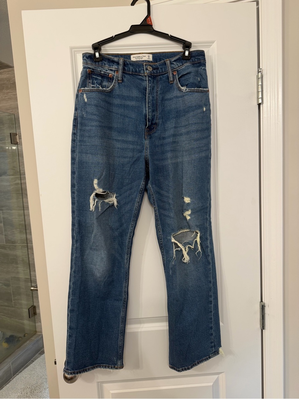 Abercrombie & Fitch Distressed Blue Cropped Jeans